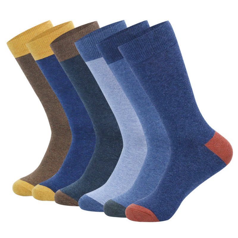 Plus Size Double Color Crew Socks(6 Pairs)