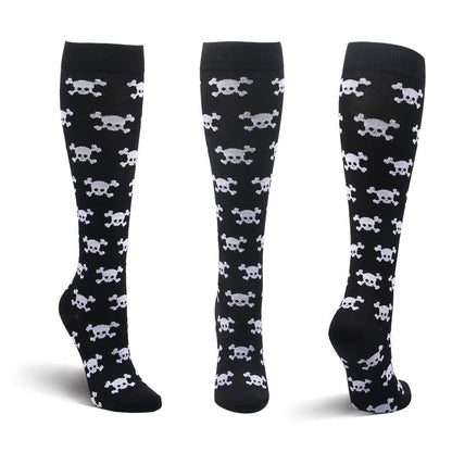 Gothic Skull Pattern Plus Size Compression Socks(3 Pairs)