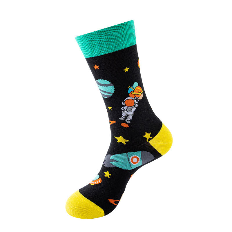 Plus Size Rocket Pattern Crew Socks(5 Pairs)