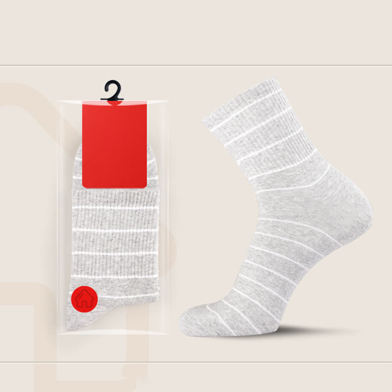 Plus Size Cotton Striped Quarter Socks(5 Pairs)