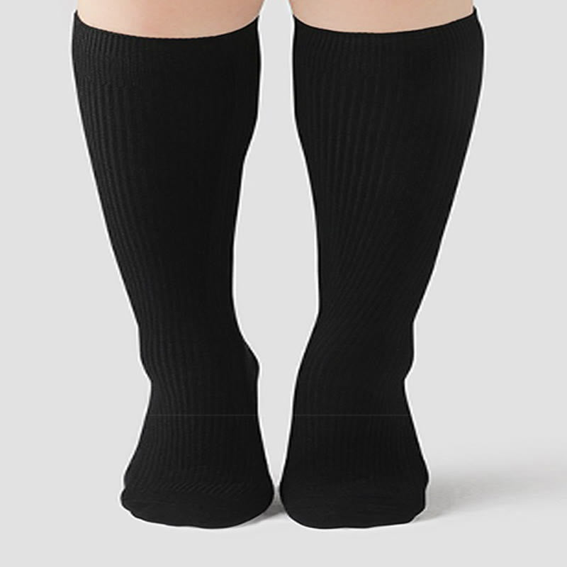 Plus Size Solid Color Warm Knee High Socks(2 Pairs) – plusock