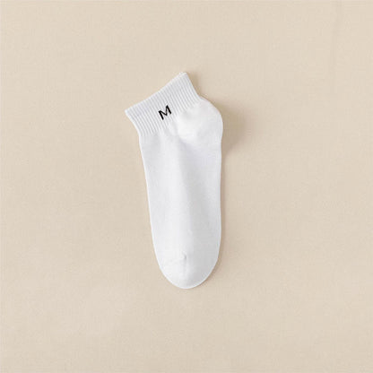 Plus Size Solid Cotton Ankle Socks(5 Pairs)