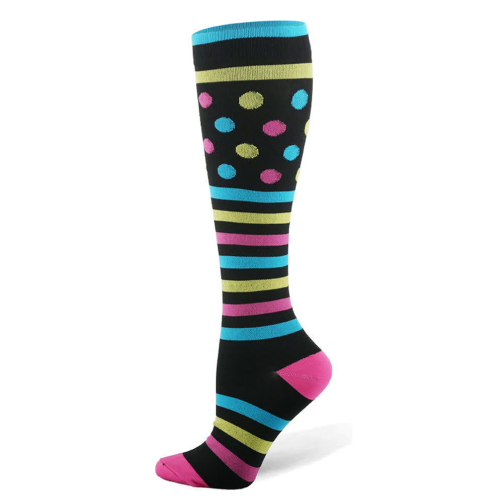Colorful Stripes Plus Size Compression Socks(3 Pairs)