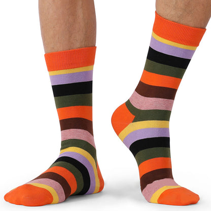 Colorful Striped Cotton Novelty Crew Socks(5 Pairs)