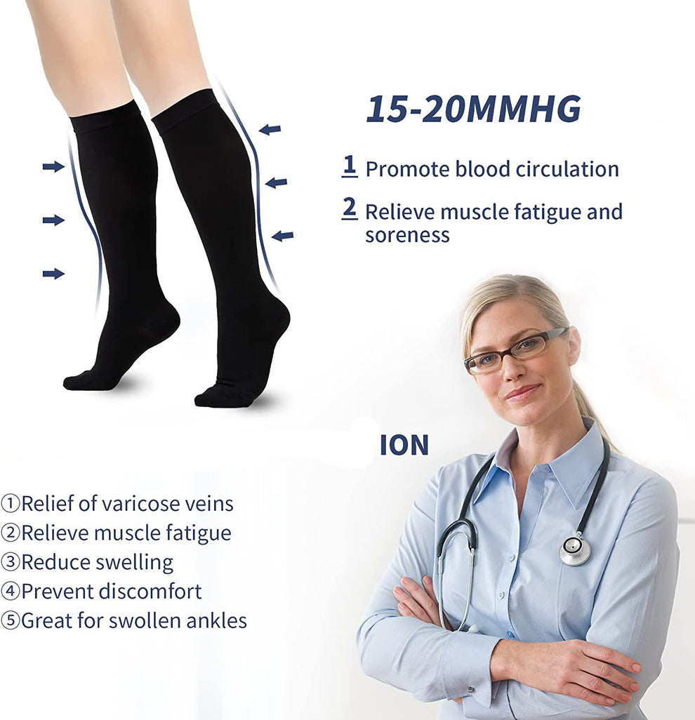 2XL-7XL Black Plus Size Compression Socks(15-20mmHg) – plusock