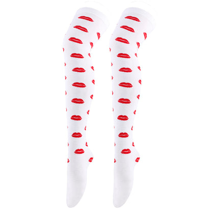 Red Lips Party Thigh High Socks(5 Pairs)