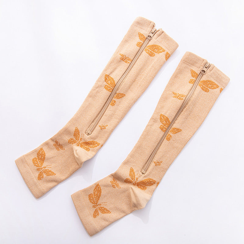 Plus Size Butterfly Pattern Compression Socks(3 Pairs)