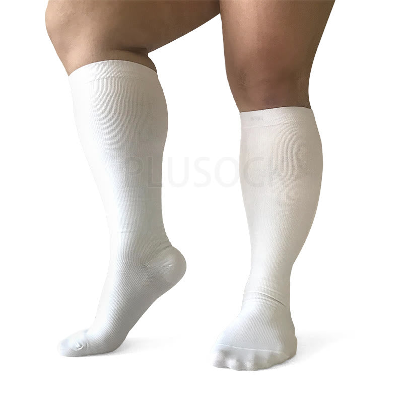 2XL-7XL Solid Color Plus Size Compression Socks(3 Pairs)