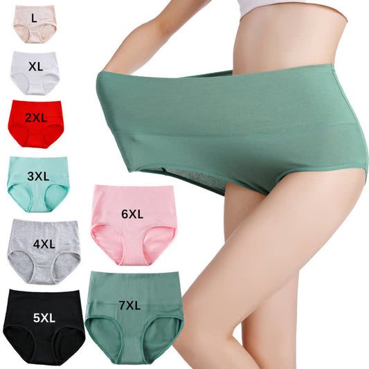 Plus Size High-Waisted Solid Comfy Panty(4 Packs)