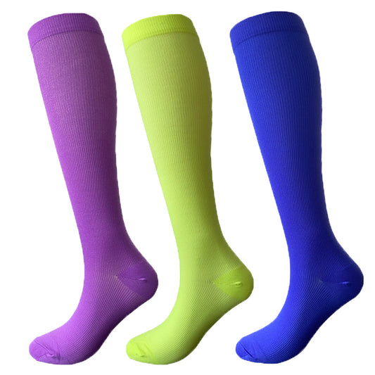Solid Color Sport Compression Socks(3 Pairs)