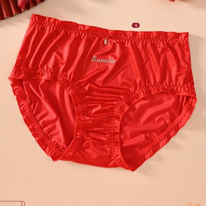 Plus Size Red Satin Silk Panty(3 Packs)