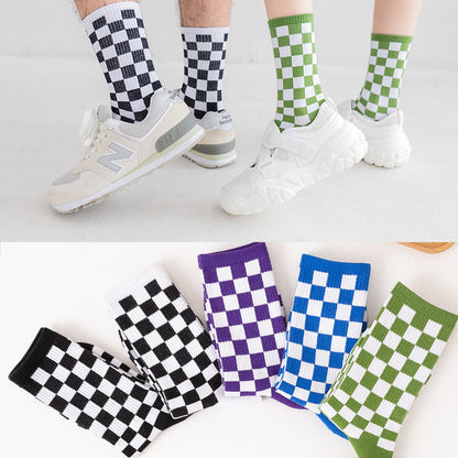 Plus Size Checkerboard Quarter Socks(6 Pairs)