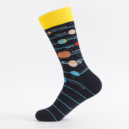 Plus Size Cosmic Planet Crew Socks(5 Pairs)