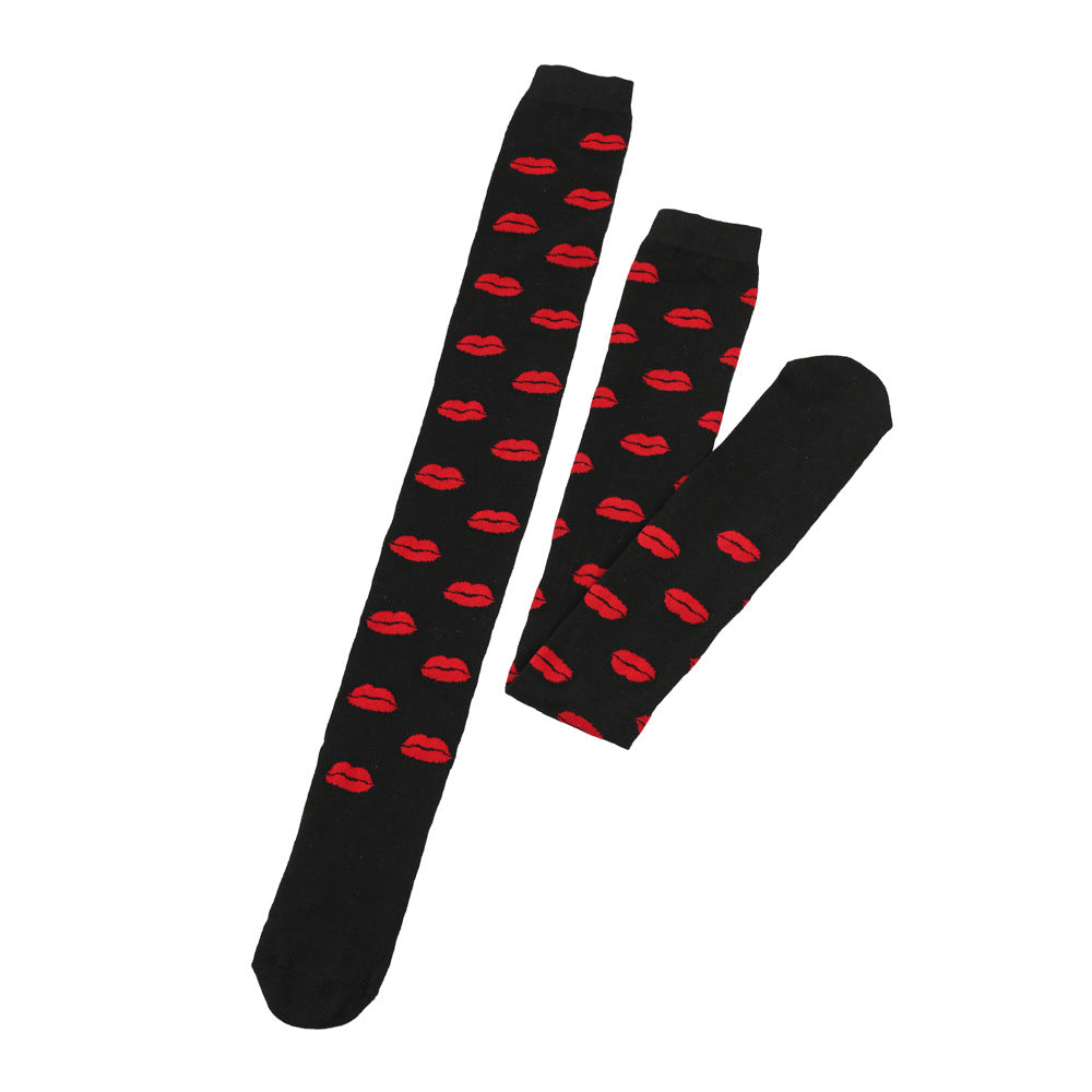 Red Lips Party Thigh High Socks(5 Pairs)