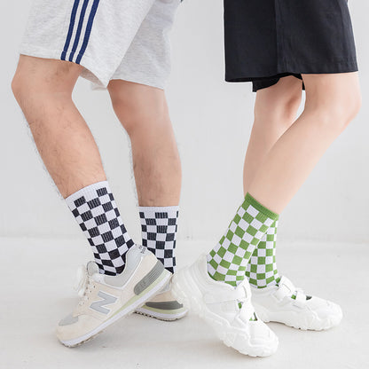 Plus Size Checkerboard Quarter Socks(6 Pairs)