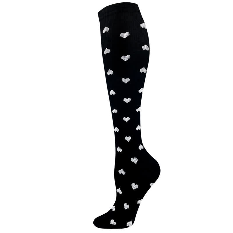 Cactus Heart Pattern Plus Size Compression Socks(3 Pairs)
