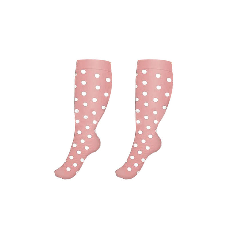 Plus Size White Dots Compression Socks(3 Pairs)
