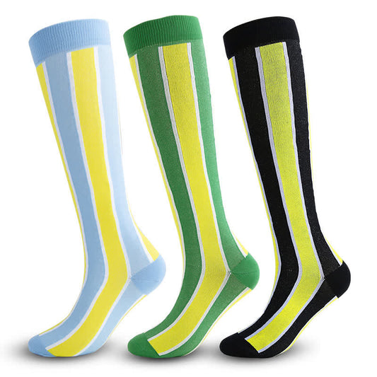 Bright Blocky Btripes Compression Socks(3 Pairs)