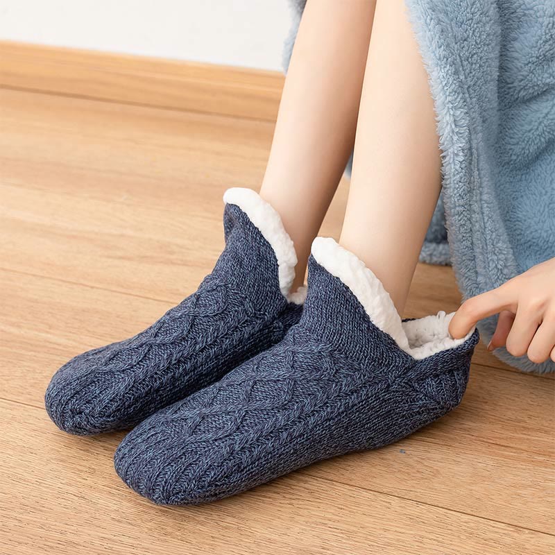 Plus Size Lamb Wool Warm Indoor Slipper Socks(2 Pairs)