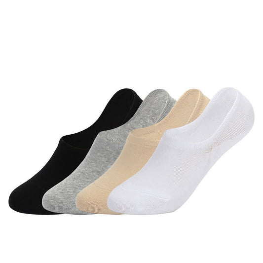 Plus Size Anti-slip Cotton No Show Socks(4 Pairs)