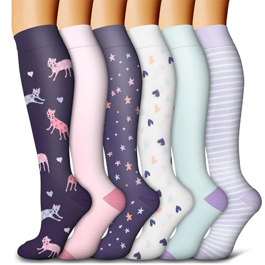 Cute Star Pattern Compression Socks(6 Pairs)