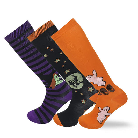 Halloween Holiday Soft Cotton Compression Socks(3 Pairs)