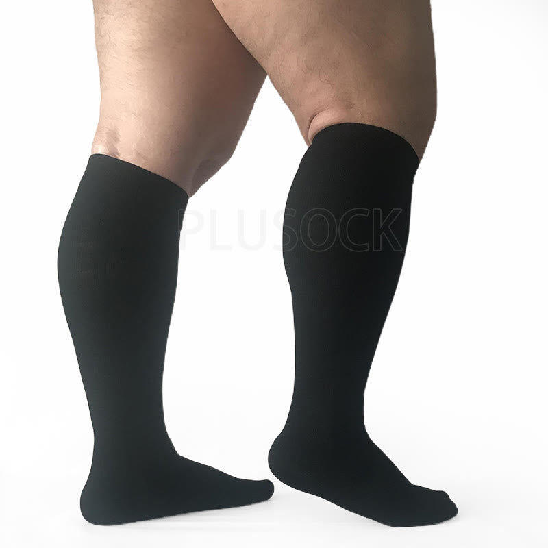 2XL-7XL Black Plus Size Compression Socks(15-20mmHg)