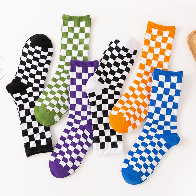 Plus Size Checkerboard Quarter Socks(6 Pairs)