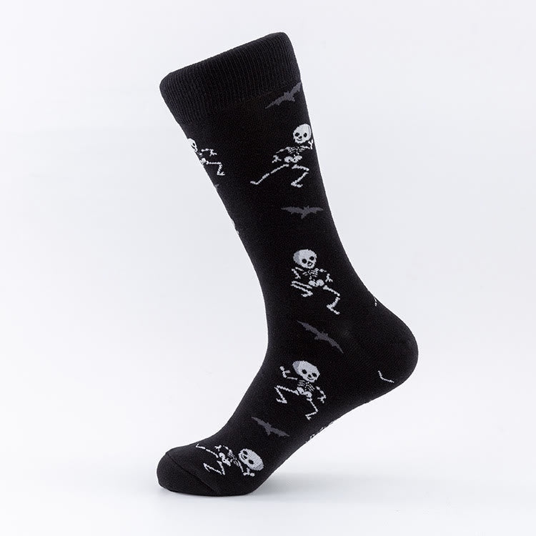 Plus Size Fish Skull Prints Crew Socks(5 Pairs)