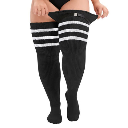 Stripe Plus Size Thigh High Knee Socks